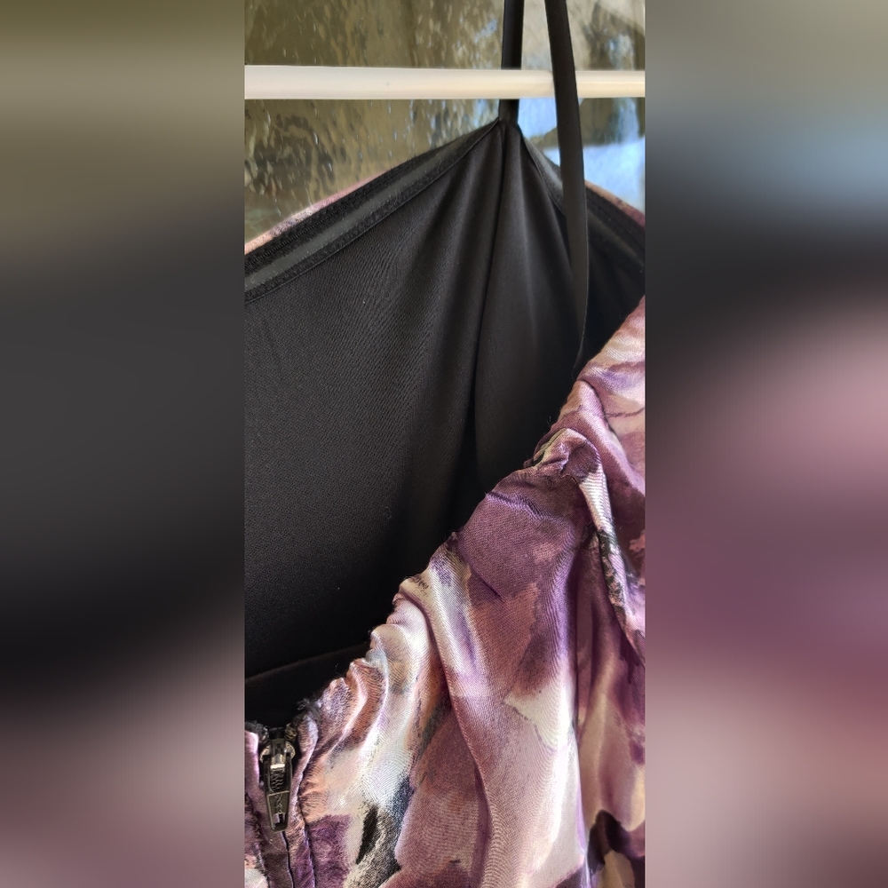 BCX Strapless Juniors Dress in Purple and Black Floral Size 3 - Picture 13 of 14